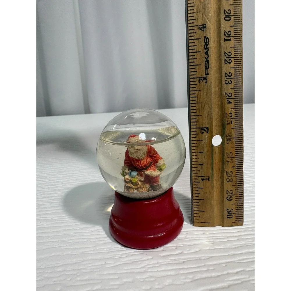 Vintage Silvestri Santa Mini Snow Globe Red Wooden Base Holiday Decor S0045